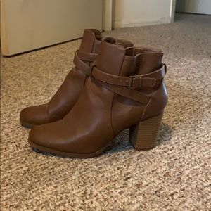 Brown leather booties